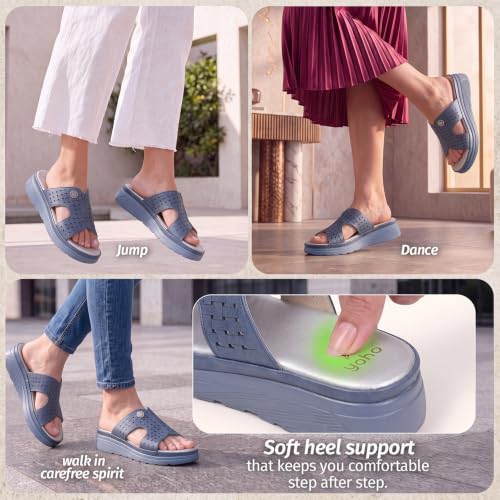 Image of YOHO SDL 111 Slides for Women | Orthopedic & Soft Sandal for Ladies | Fancy Slippers /Chappal For Girls | Stylish Heeled Wedhes for Everyday Wear