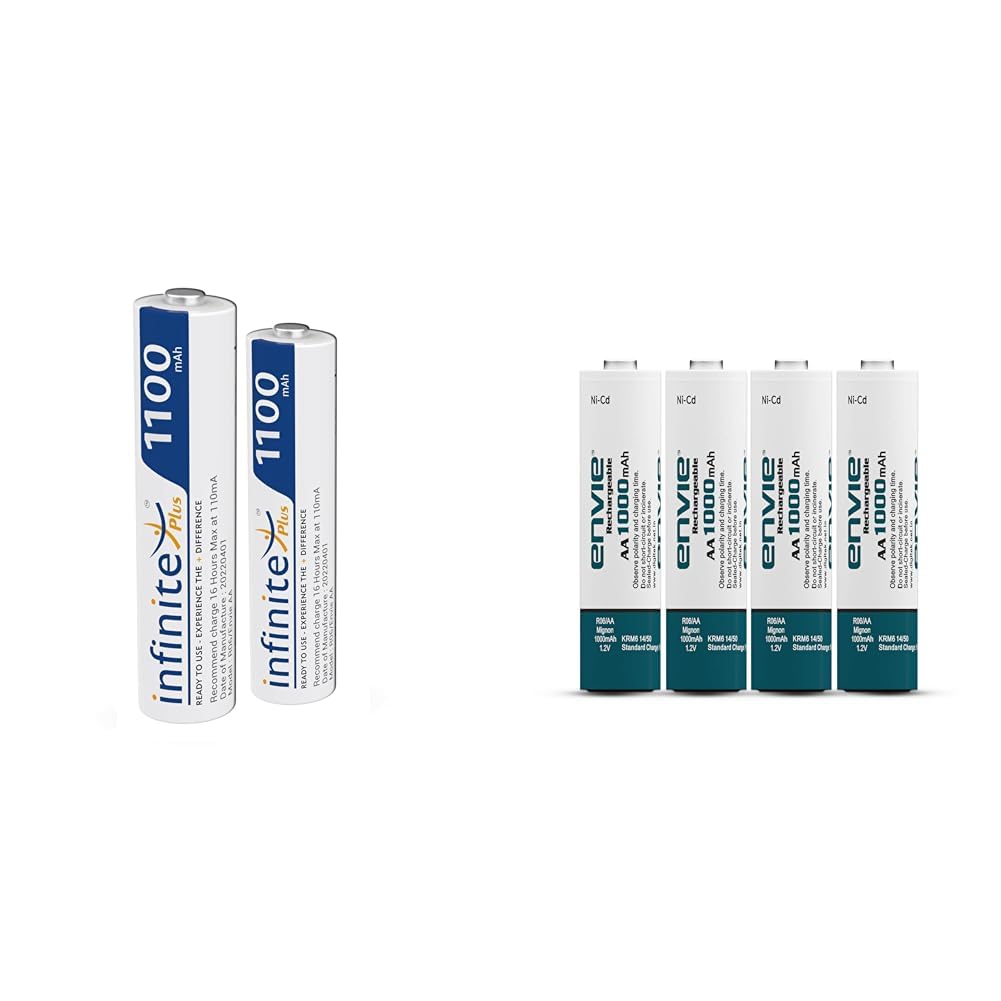 ENVIE® AAA Rechargeable Batteries, High-Capacity Ni-MH 1100 mAh, Low Self Discharge, Pre-Charged (Pa