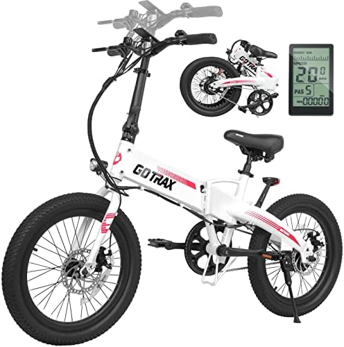 Gotrax R1 20″ Folding Electric Bike with 40 Miles Range by 48V Battery, 20Mph Power by 350W, Weighs Only 45lbs, LCD Display & 5 Pedal-Assist Levels, Suitable for Leisure Riding&Commuting White