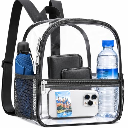 Image of Oraben Clear Backpack for Stadium Events, Clear Bag Stadium Approved | 12 x 6 x 11 inch Small Clear Backpack for Soccer Game, Concerts , Fast Security Check, Waterproof PVC