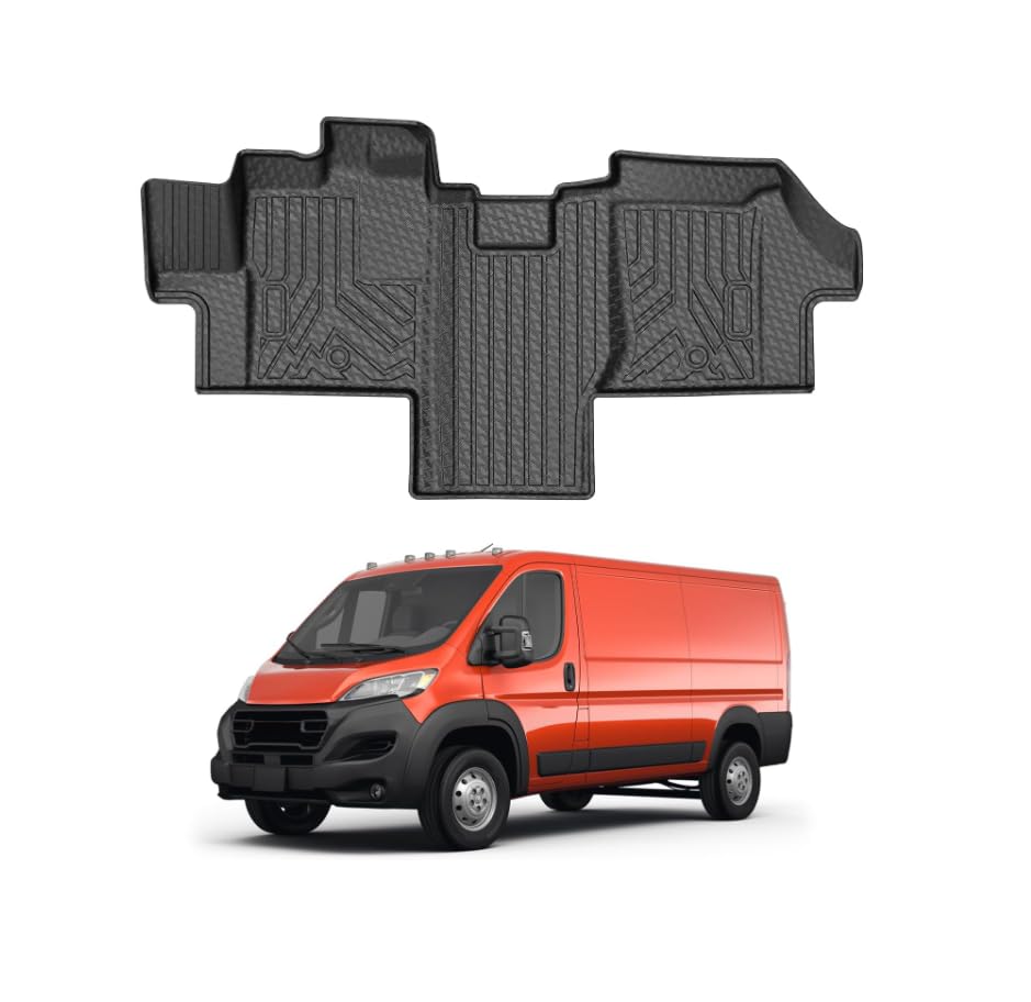 Mixsuper Floor mat for Ram Promaster 1500/2500/3500 2018-2026 (Not Fit for EV & Promaster City) All Weather TPE Rubber Floor Liners Protection for Promaster Accessories 1 Row Anti-Slip Car Mats Black