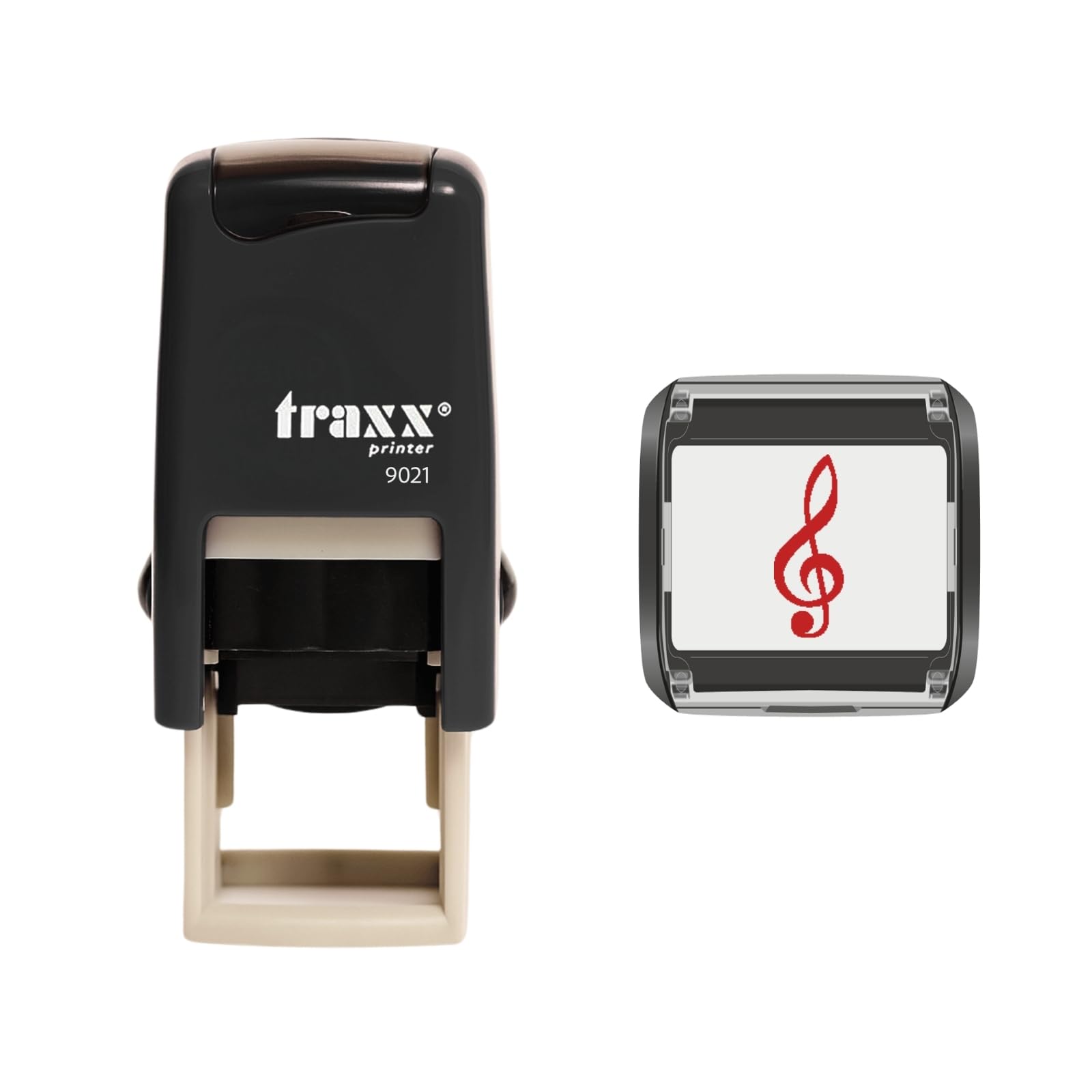 Traxx 9021 Loyalty Card Self Inking Rubber Stamp Music Musical Teacher *A Red Music Note* Design