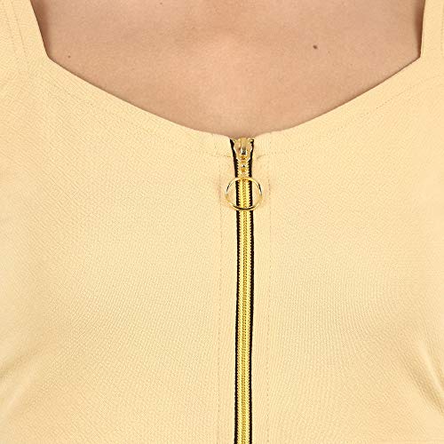 Image of POPWINGS Solid Casual Sleeveless Regular-Fit Crop Tops for Women with Front Chain| Crop Tops for Women Stylish Western Summer Wear