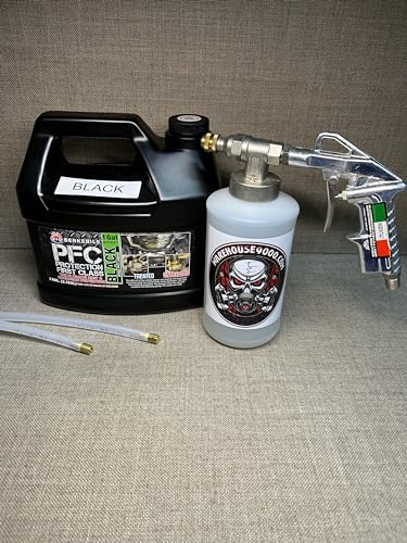Gallon PFC Black, Pro Undercoating Spray Gun, 1 Quart Bottle, and 2 Wands