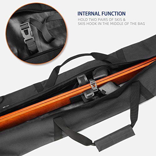 Turnway Ski Bag | Store & Transport Skis Up To 215 Cm, Poles & Extras | Waterproof - For Men, Women And Youth (Black) #TOP2