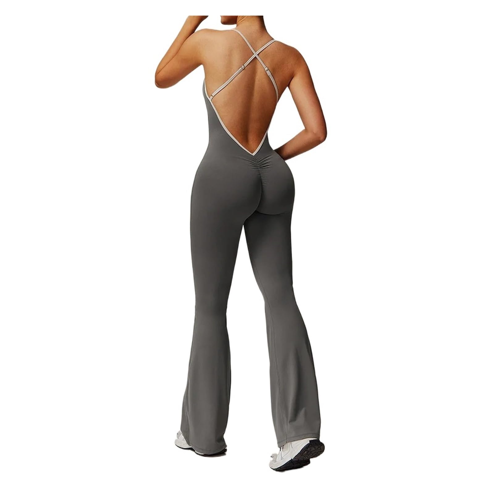 Mono de yoga sin espalda Mono Deportivo Sexy Con Espalda En V For Mujer, Conjunto De Gimnasio, Traje Entrenamiento Yoga, Ropa Deportiva Para Entrenamiento