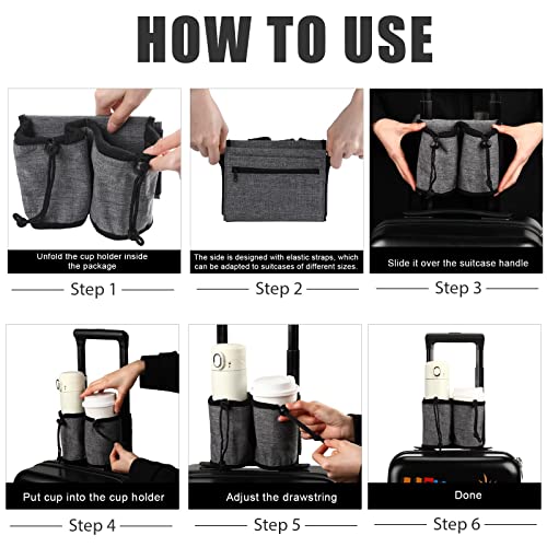 Image of Luggage Cup Holder Travel Essentials Cup Holder, Hands-Free Drink Holder with 2 Coffee Mugs Tightening Drawstring, Accessory for Flying & Travelers - Travel Luggage Accessories by YSCEN (Purple)