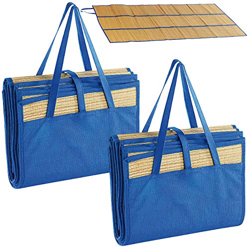 PEARL beach Liegematte Strand: 2er-Set Faltbare Bast-Strandmatten mit Tragegriffen, 180 x 90 cm (kompakte Strandmatte, Strand-Matte, Decke)
