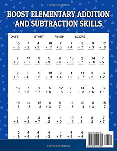 Large Print Math Drills For 1st Grade: Addition and Subtraction Problem worksheets for daily practice - Timed Test Reproducible with Answer Key ... 1 Math Workbooks Addition and Subtraction) - Image 2
