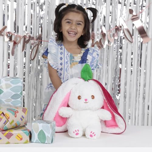 Image of HUG 'n' FEEL SOFT TOYS Strawberry Rabbit 30cm Soft Toy Plush Toy | Big Stuffed Animal | Ultra Soft, Huggable & Cuddly Gift for Kids, Girls, Boys | Perfect for Birthday, Valentine's Day