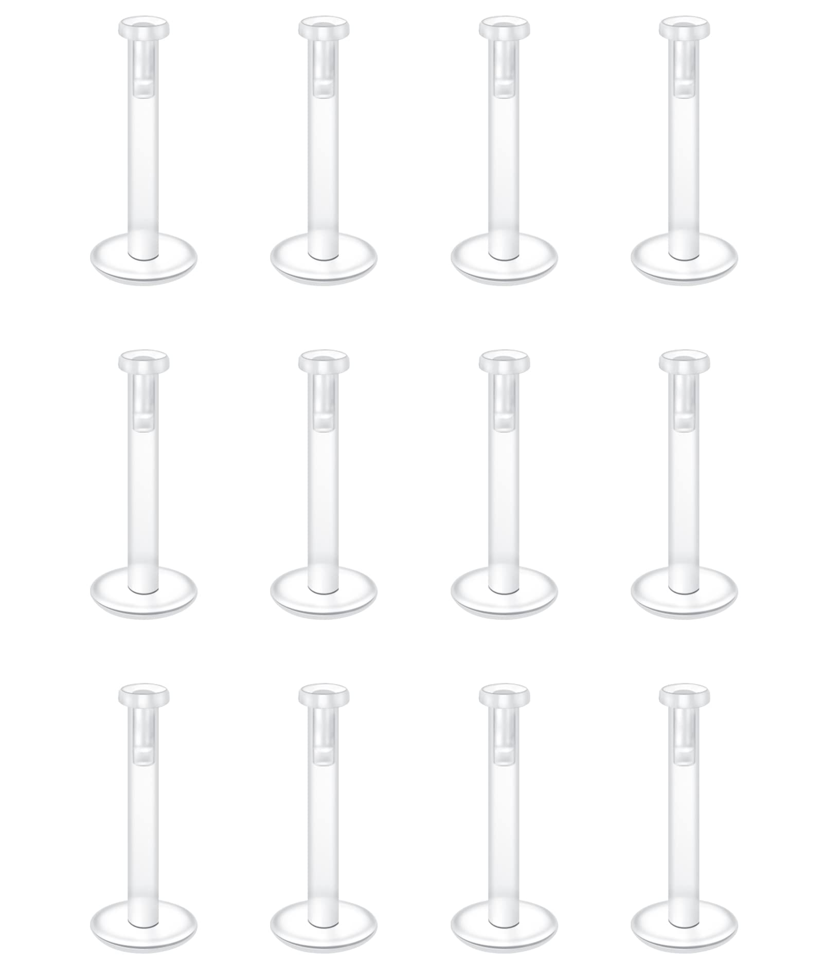 Briana Williams12-36 Pieces 16G Transparent Lip Piercing Plug Retainer Bioflex Flexible Plastic 6/8/10/12 mm Labret Monroe Piercing