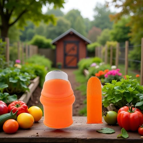 Cuchillo de pulgar de silicona naranja para jardinería miniatura 7