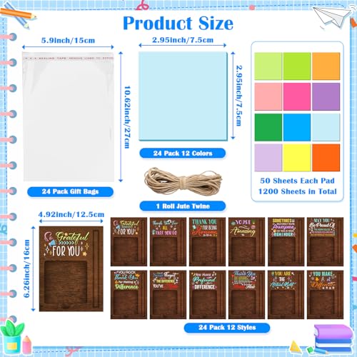 24 Set Employee Appreciation Gifts Bulk Sticky Notes with Ballpoint Pens and Wooden Pad Holder, Appreciation Sticky Note Organizer Thank You Gifts for Coworker Teacher Nurse Office Supplies - Thumbnail 2