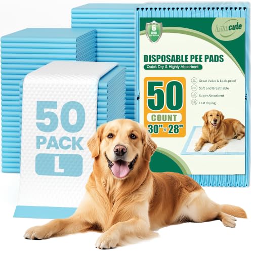 Image of IMMCUTE Puppy Pee Pads,Large 30x28 Inch,50 Count,Super Absorbent Dog Pads