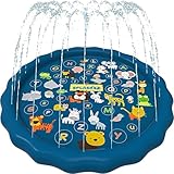 SplashEZ 3-in-1 Splash Pad, Sprinkler for Kids & Baby Pool for Learning – Toddler Sprinkler Pool, 60’’ Outside Water Toys – “from A to Z” Outdoor Play Mat for Babies & Toddlers