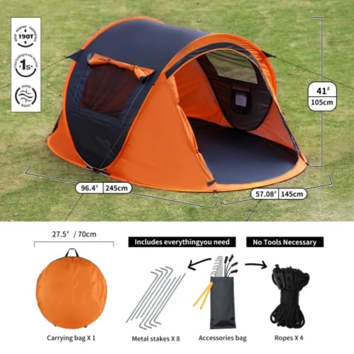 Carpa Pop Up para Camping 2 Personas Ligera Portátil miniatura 4