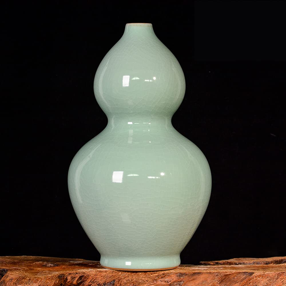 asdchZen Jingdezhen Ceramics Borneol Glaze Crack Ceramic Vase Flower Arrangement Chinese Living Room Vestibule Tv Cabinet Decorations Free Base,A