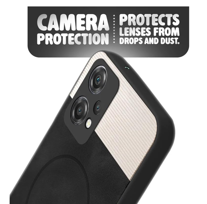 Image of Bintage CASE Mac Safe Design Hard Light Weight Back Case | Soft Border Camera Protect | Dual PU Leather Finish Back Cover Compatible for OnePlus Nord CE 2 Lite 5G - White & Black
