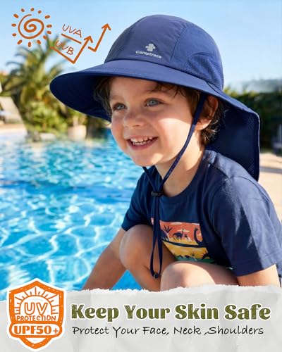 Image of camptrace Safari Kids Sun Hat Wide Brim Bucket Cap Toddler Fishing Hats Boy Girl