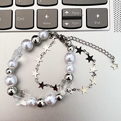 Y2k Star Bracelets For Teen Girls Women Beaded Pearl Adjustable Charm Bracelets Jewelry3