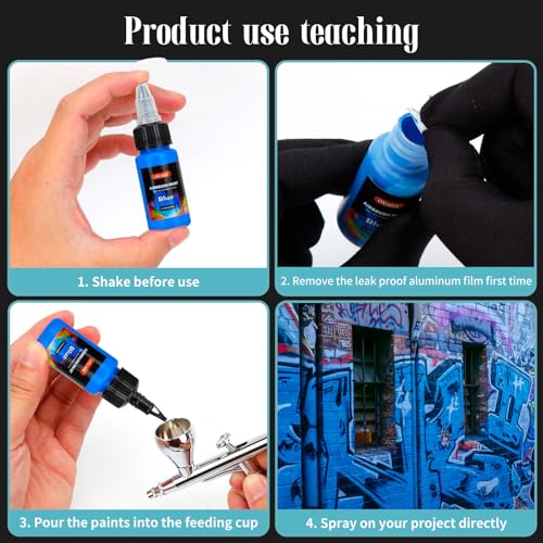 OVAGA 32PSI Airbrush Kit with Compressor, Rechargeable Multi-Function Dual-Action Airbrush Set Portable with Airbrush Paint Set 11 Colors for Painting Makeup Cake Decor Model Coloring Nail Art, Silver by Ovaga - Image 3