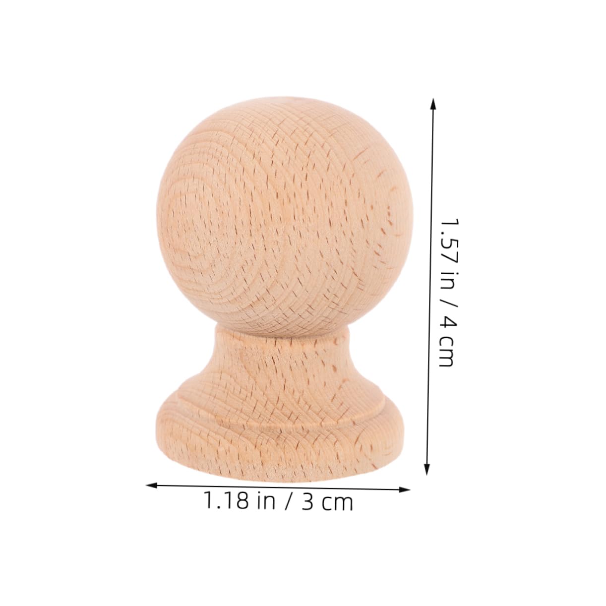 Unomor 2pcs Wood Ball Finials Solid Hardwood Decorative End Caps for Bed Posts Curtain Rods and DIY Crafts Unfinished Wood Dowel Rod Fixtures for Timeless Home Decor