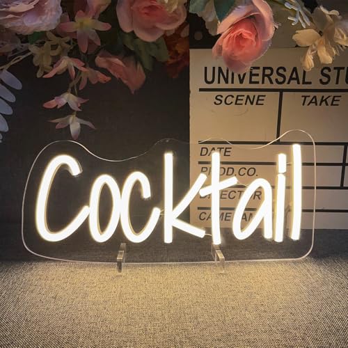 Image of Cocktails Table Neon Sign Desk Lamp Led Beer Bar Neon Lights for Wall Decor Man Cave Club Bedroom Hotel Pub Home Bar Sign Shop Bedroom Home Room Decor Christmas Party Warm White USB Powered 30x13.8 CM