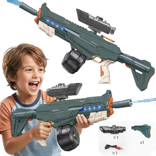 Image of VikriDA Jumbo Size (70 * 34 cms) Electric Water Gun for Kids Adults, Automatic Electric pichkari with Light, Auto Absorb Water, Large Capacity, Long Range, Water Gun for Holi - Multicolor