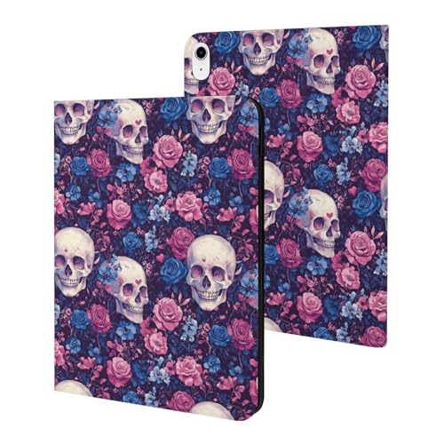 Coque iPad 10e génération tête de mort rose pour travailler au café