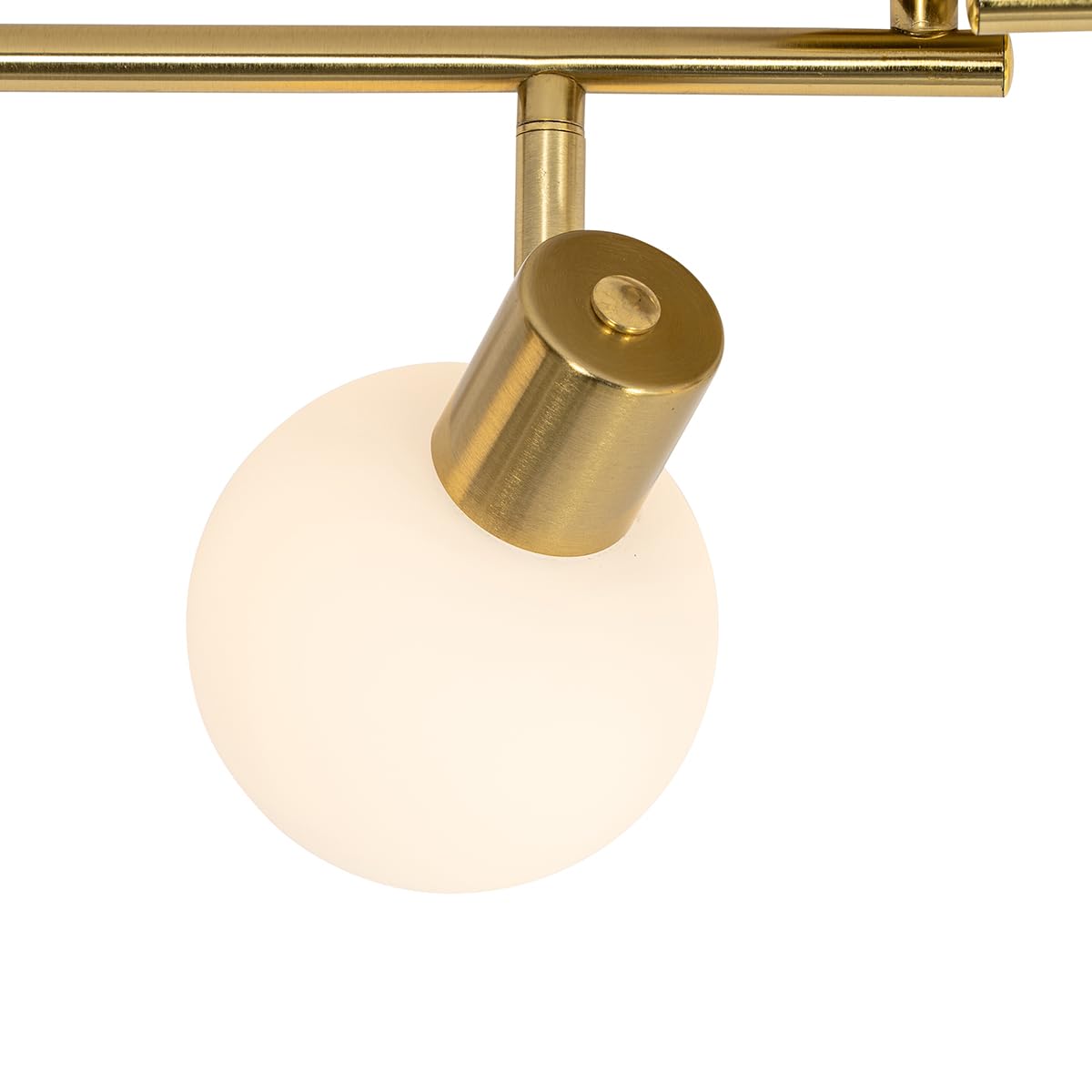 Qazqa Deckenstrahler, Deckenspot - Anouk - Gold mit Bernsteinglas, Vintage, max. 25W, Geeignet für LED, 77cm, 4-flammig, Ideal als Küche lampe und Wohnzimmerlampe