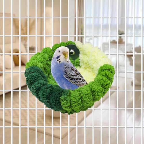 Image of Bird Nest and Bed for Cage with Suction Cup and Fluff - Breeding Accessories for Budgie, Lovebird, Parrotlet, Canary, Finch and Other Small Birds
