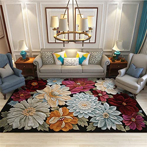 SONGHJ Alfombra con Estampado Floral Tridimensional, Alfombrilla de Terciopelo de Cristal para Dormitorio de Estilo Étnico, Alfombrilla Antideslizante Retro 100x150cm Cover