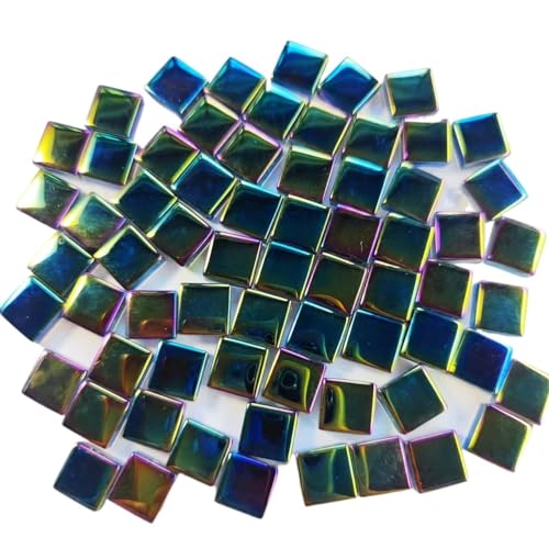 Tesselles Mosaique 100 pièces (100g/3.52oz) carreaux de mosaïque en verre émaillé brillant 4mm/0,16 pouces d'épaisseur 1cm/0,39 pouces, carreaux artisanaux carrés, matériaux de fabrication de mosaïque