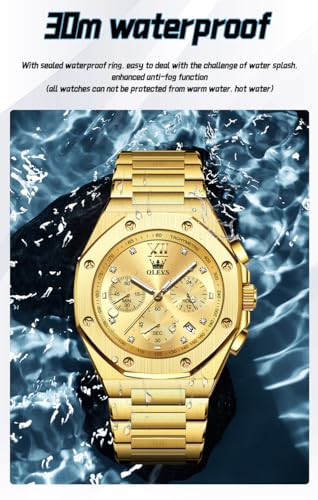 Image of OLEVS Watches for Men Stainless Steel Business Dress Large Easy to Read Analog Watch Waterproof Luminous Casual Luxury Men Watch