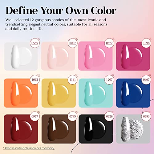 Modelones Gel Nail Kit, 12 Colors White Pink Gel Nail Polish Kit with 48W Lamp Starter Kit, Glossy & Matte Top and Base Coat - Image 3