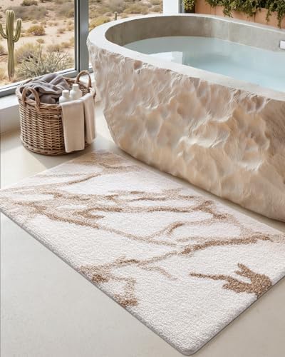 DEXI Bathroom Rug Mat 24x43, Soft and Absorbent Marble Bath Mats ...