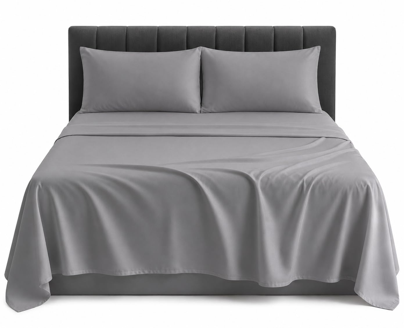 100% Egyption Cotton 200 Thread Count Flat Sheets (Gray, Housewife Pillow Pair) โ image 1