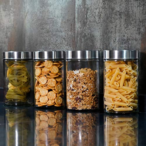 LG Luxury & Grace Set di 4 Barattoli di Vetro, 0,9...