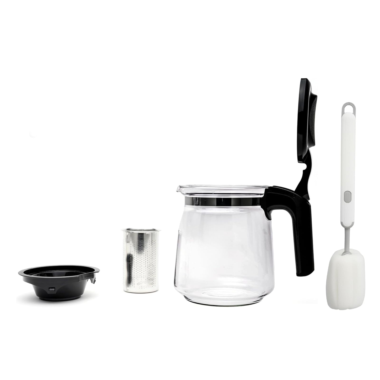 Teekanne Glas 2 Liter Mit Siebeinsatz, Edelstahl Filter Sieb, Bürste - Für Schwarztee, Grüntee und Kräutertee