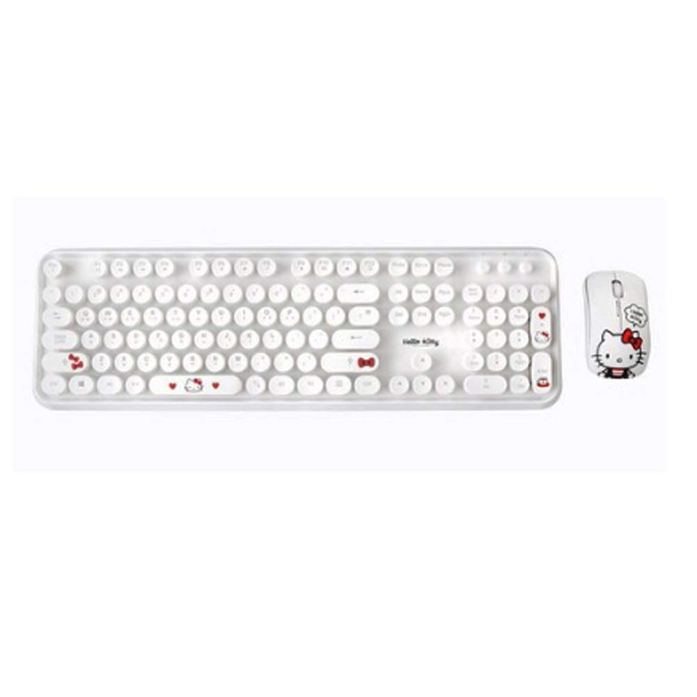 Digital Ventus Hello Kitty Retro 2.4GHz Wireless Keyboard + Mouse Set, Keyboard Korean/English (Whit