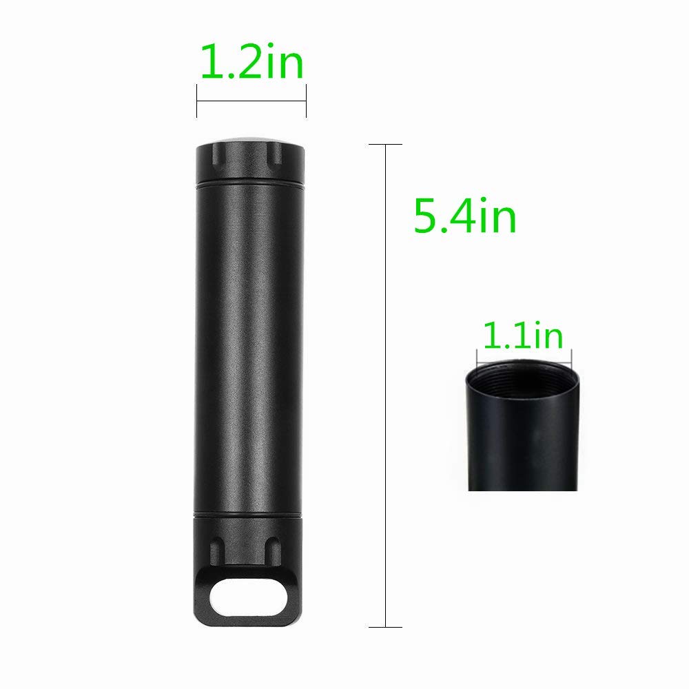 2 x wodoodporna zewnętrzna kapsułka edc EDC Survival pojemnik aluminiowy kapsułka tabletka uchwyt na pigułki dopasowanie hermetycznej butelki (czarna i szampańska)