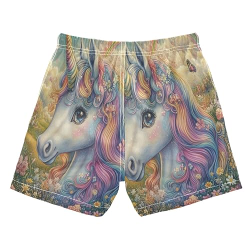 Boccsty Unicorn Rainbow Roses Boys Swim Trunks Baby Kids Swimwear Summer Toddler Beach Board Shorts Bathing Suit 2T2