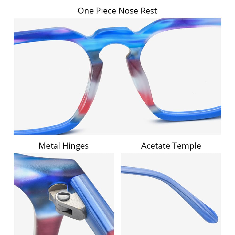 MUTYNE Montura de gafas de acetato mate para hombre, anteojos cuadrados Retro coloridos para mujer, gafas