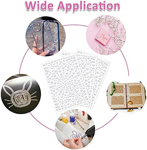 Rhinestone Stickers - Reastar 975PCS Self-Adhesive Gem Stickers with Tweezer, Acrylic Crystal Stick on Gems - for Nails Face Makeup Phone DIY Craft Decorations (3 Sheets, APPR 3-6mm)