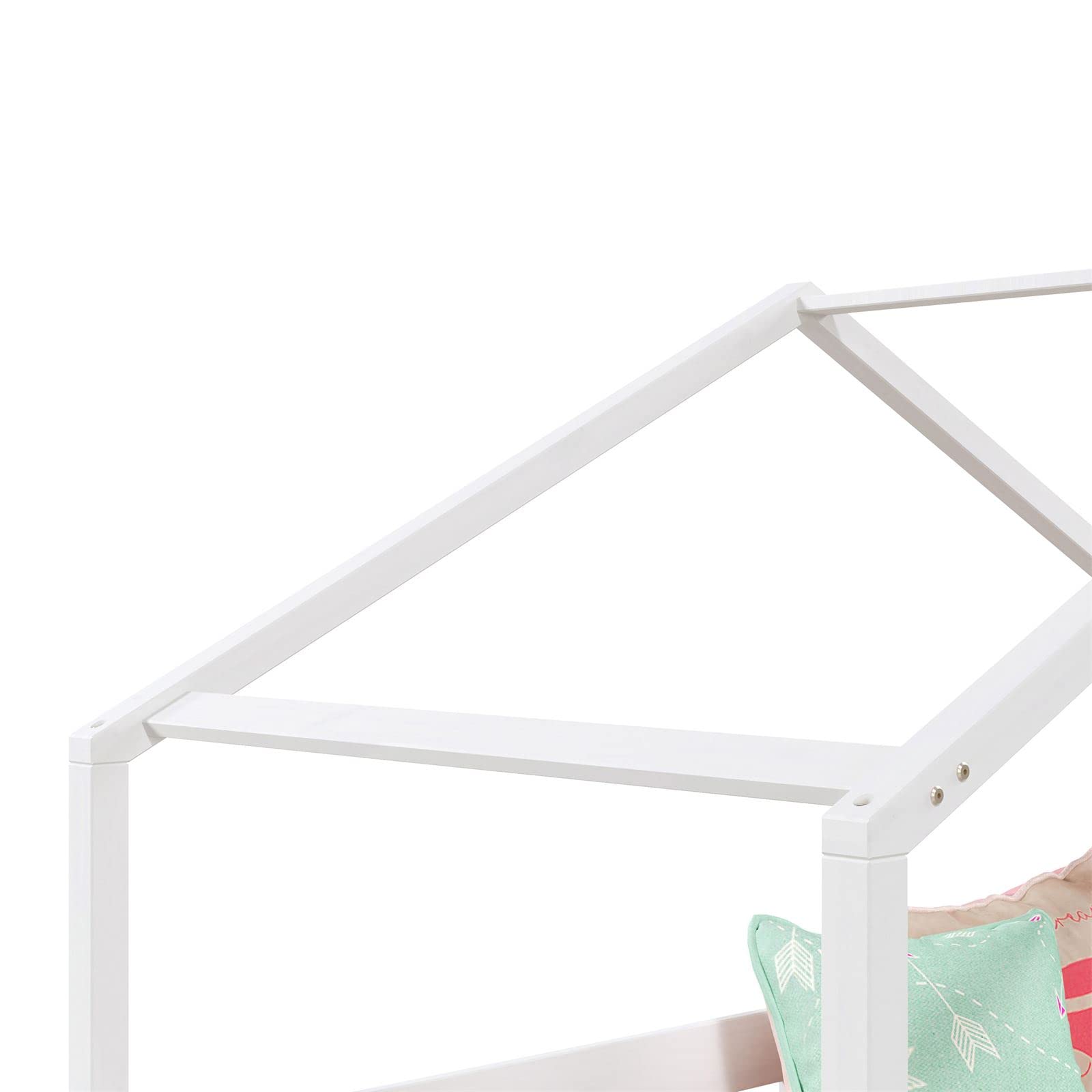 IDIMEX Lit cabane Rena lit Simple Montessori pour Enfant 90 x 190 cm, avec barrières de Protection, en pin Massif lasuré Blanc