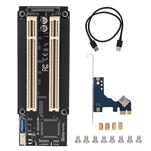 PCIe to Dual PCI Card, Expansion Adapter Hub, Plug and Play Blue LED Express Card for Computer, Desktop PC, Workstation miniatura 5