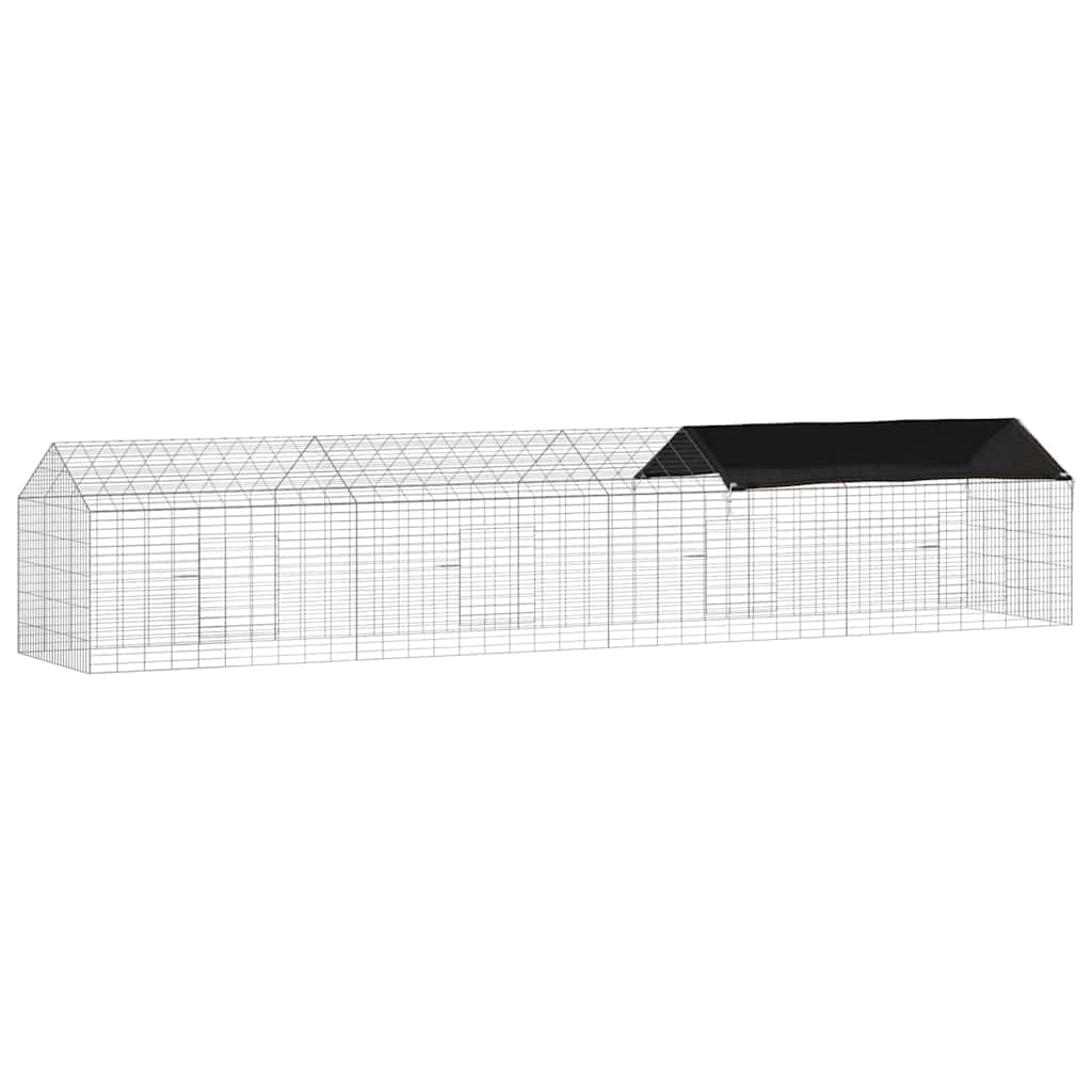 Jaula para conejos para exteriores, 400 x 78 x 78 cm, gran conejera, color plateado | Recinto resistente para conejos en el jardín o en la terraza de acero galvanizado.