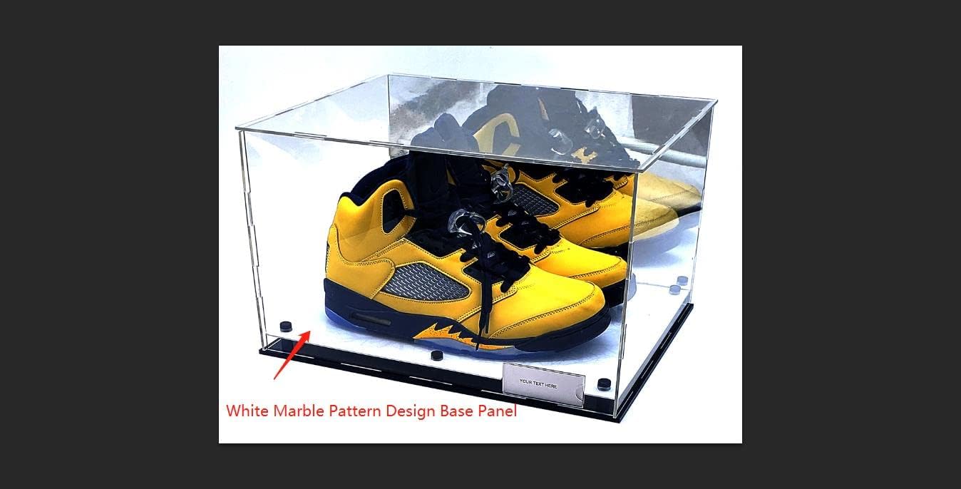 Shower-Vitrine für Schuhe, Turnschuhe, schwarzer Marmor, Spiegel, 2 Ebenen, UV-Schutz, 38,1 x 30,5 x 22,9 cm, Weiß