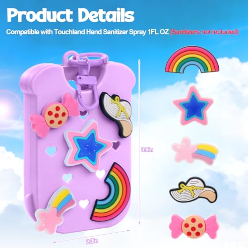 Image of Mity rain Hand Sanitizer Spray Case Compatible With Touchland, Cute Silicone Hand Sanitizer Holder Keychain with 4 Charms, Portable Refillable Sanitizer Accessory, Gift for Women And Teens