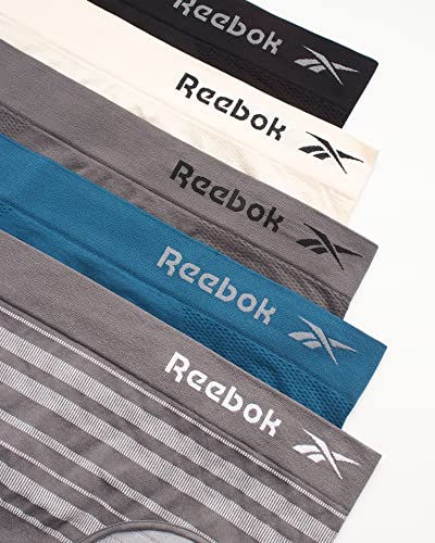 Reebok Womens Underwear, Seamless Hipster Briefs Underpants, 5 In 1 Pack, Large, Grey/Blue/Cream/Black #TOP1